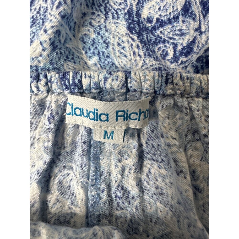 Claudia Richard Blue & White Floral Off-Shoulder Blouse Medium - Picture 5 of 8